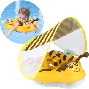 Free Swimming Baby Inflatable Baby Pool Float Ring Size Improved Bumble Bee Toddler Swim Trainer for Age of 3-36 Months (Yellow, Large)