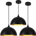 3 Pack Black Pendant Lights for Kitchen Island 11.8" Modern Pendant Lighting Fixtures Farmhouse Vintage Hanging Ceiling Light Fixture for Dining Room Foyer Hallway Bar Cafe Kitchen Sink Matte Dome
