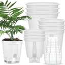 9 Pcs Self Watering Pots for Indoor Plants with Deep Reservoir and High Drainage Holes for Outdoor Plants and Flowers, Bare Root Planter (4.72'',5.91'',7.09'',White)