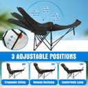 Lineshading 2 Pcs Reclining Beach Camping Chair and Adjustable Umbrella Sets, 2 in 1 Portable Folding Lightweight Lounge Chair with Foot Rest and Storage Bag for Outdoor Summer Beach Patio, 31.9"x59"