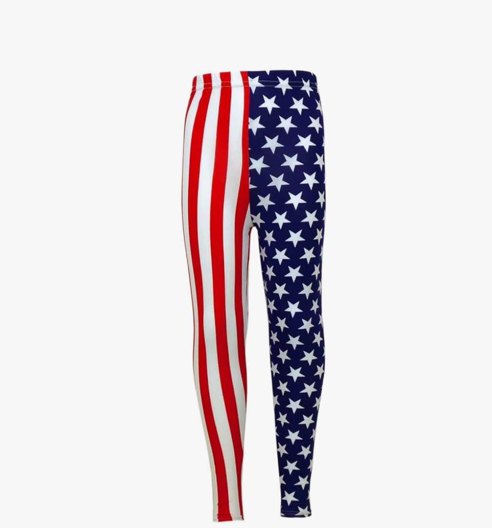 Girls USA Legging Kids Stripes & Stars Print American Leggings Age 7-13 Years Large