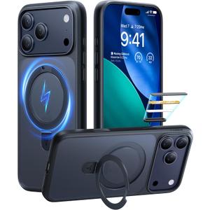 TORRAS Ostand Magnetic for iPhone 17 Pro Max Case, Fit for MagSafe, Sturdy Stand, Military Grade Drop Tested, Camera Control, Translucent Slim Soft Edge Case for iPhone 17 Pro Max 6.9", Black