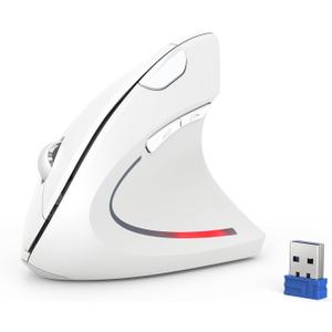 TECKNET Vertical Mouse, 4800 DPI Ergonomic Wireless Mouse, Arm Protection, 6 Buttons Wireless Mouse for PC, Laptop, Mac, White