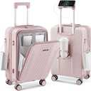 Carry on Luggage Aluminium Frame with Cup Holder, 20 Inch Zipperless Luggage with Spinner Wheels,Carry On Suitcase 22x14x9 Airline Approved for Business Travel