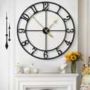 Mee 2ou Large Wall Clock for Living Room Decor - 60cm/ 24 Inches Silent Non-Ticking Metal Wall Clocks Battery Operated, Vintage Decorative Modern Wall Clock for Bedroom, Office, Farmhouse Decor