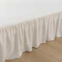Tufted Dot Bed Skirt Queen Size Ruffled Bed Skirt with Split Corners, 18 Inch Drop Dust Ruffle Bed Skirts with Platform, Ivory