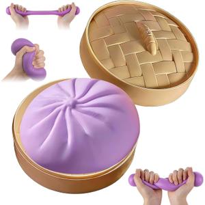 2 x Glitter Dumpling Squishy,Dumpling Squishy Mystery Box,Dumplings Stress Balls Fidget Sensory Toy, Stocking Stuffers with Food Steamer Stretchy Desk Toys,Sensory Fidget Toys for Anxiety Relief (Purple)