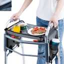 BAGSFY Walker Tray with Cup Holder & Side Pocket Hard Top Walker Table for Seniors Folding Walker Accessory for Meals, Reading, Drinks Non-Slip Surface, Tool-Free Install, Universal Fit