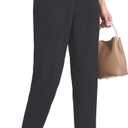 Houmous Womens Cotton Barrel Pants 26" 28" Stretch Lounge Golf Travel Casual Slacks Belt Loops Pockets (Black, M)