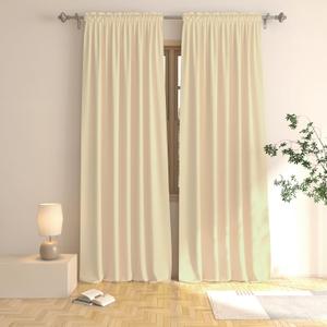 Beige Curtains 92 inches Long Room Darkening Window Curtain Panels Living Room Divider Patio Doorway Sliding Glass Door Rod Pocket Thermal Insulated Drapes Bedroom Kitchen Basement 2 Panels 52"x92"