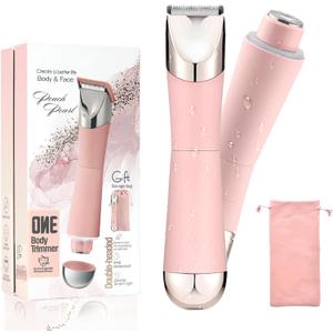Dermave Bikini Shaver & Trimmer for Women, IPX7 Waterproof Electric Razor for Pubic Hair, Face, Legs, Underarms - Painless, Cordless, Portable with Pink Storage Bag