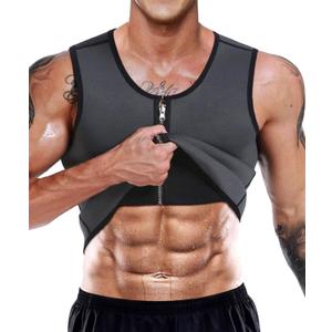NonEcho Men Sauna Vest Hot Sweat Waist Trainer Corset Neoprene Tank Top Shapewear Slimming Shirt Workout Suit