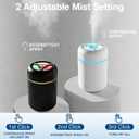 Portable Mini Humidifier, 300ml USB Cool Mist Small Humidifier with Colorful Lights. Perfect for Bedroom, Office, Plants, travel & Car (Black)
