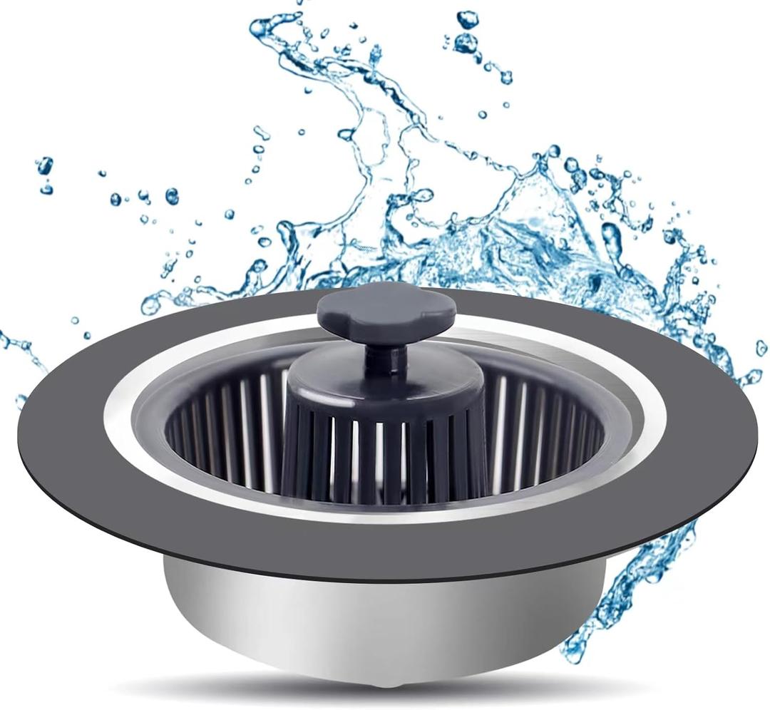 3 x 3-in-1 Kitchen Sink Drain Filter Pop-up Stopper with Filter Basket 304 Stainless Steel It has The Function of Fast Drainage and Odor Isolation Suitable for U.S. Standard 3-1/2" Sink drains