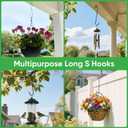 HiGift 8 Pack 12 Inch Long S Hooks for Hanging Plants, Large Plant Hooks for Hanging Baskets Heavy Duty, Black Extender Hooks for Kitchenware, Pergola, Closet, Flower Basket, Bird Feeder, Wind Chimes