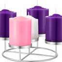 Newtay Christmas Advent Wreath Ring with 5 Pillar Candle Holder Advent Wreath Holder Table Decoration Xmas Metal Candlesticks Ring for Holiday Christmas Home (Silver,Candle Cup Diameter 3.27 inches)