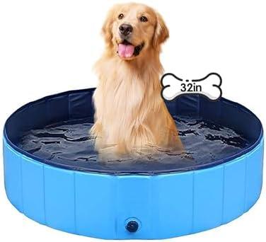 Dog Pool Foldable pet Pool Dog Swimming Pool pet Swimming Pool PVC Non-Slip for All Kinds of Pets (32x8in)