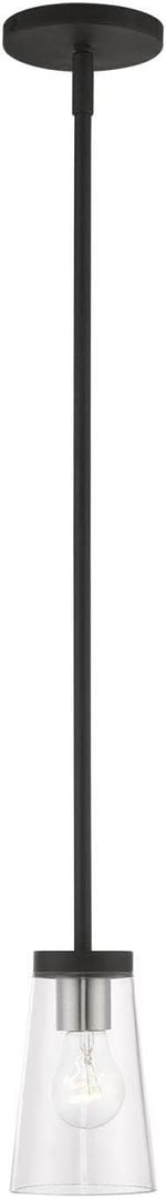 Livex Lighting, 46717-04, Cityview, Mini Pendant, Black with Brushed Nickel Accents