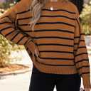 Dokotoo Oversized Womens Sweater 2025 Fall Winter Striped Sweaters Casual Trendy Sweater (Brown, L)