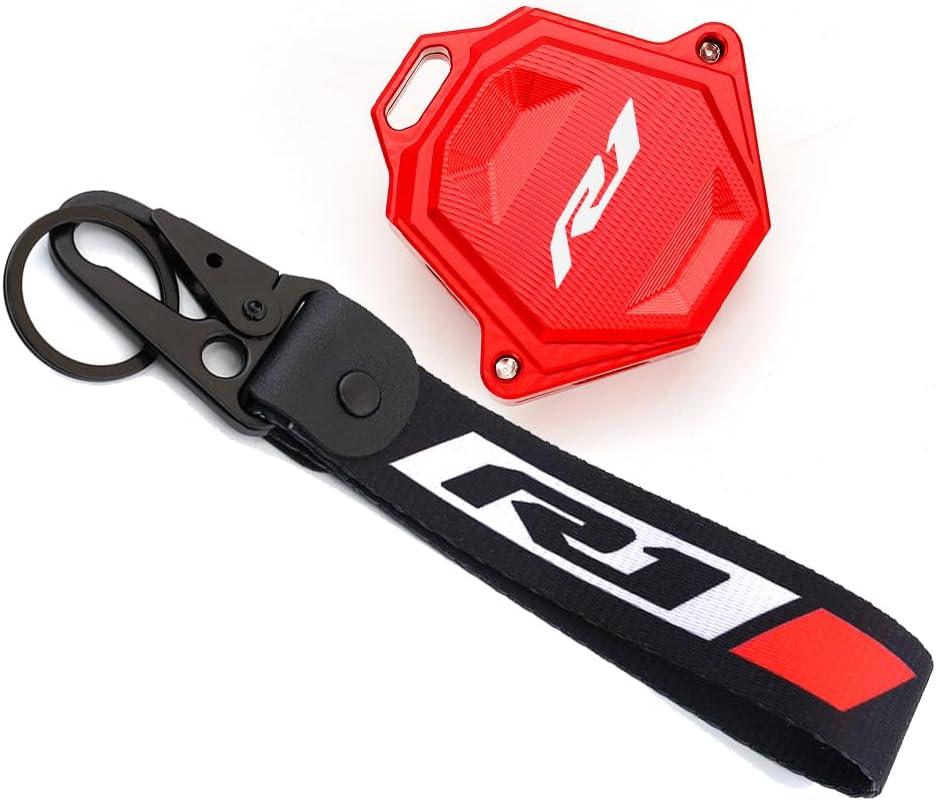 MOWOK For Yamaha YZFR1 YZF R1 Accessories Motorcycle Key Shell Cover Case & Badge Keyring (Red)
