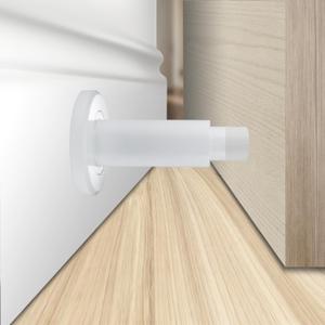 Door Stoppers - Heavy-Duty Adjustable Stoppers for Bottom, Top, and Wall of Door Anti Break-in 304 Stainless Steel Door Stops with Rubber Buffers(White)