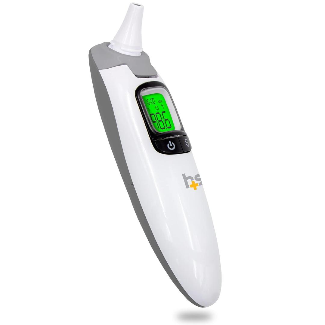 HealthSmart Talking Infrared Ear & Forehead Thermometer, No Probe Covers Needed, Visual Fever Alarm, Audio Readings in English & Spanish, Instant Scan