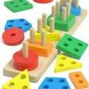 Montessori Toys for 1 2 Year Old Girl and Boy Birthday Gifts, Shape Sorter Wooden Toys for Toddlers Age 1-3 2-4, Learning Educational Sensory Stacking Easter Basket Stuffers Toy Toddler Puzzles