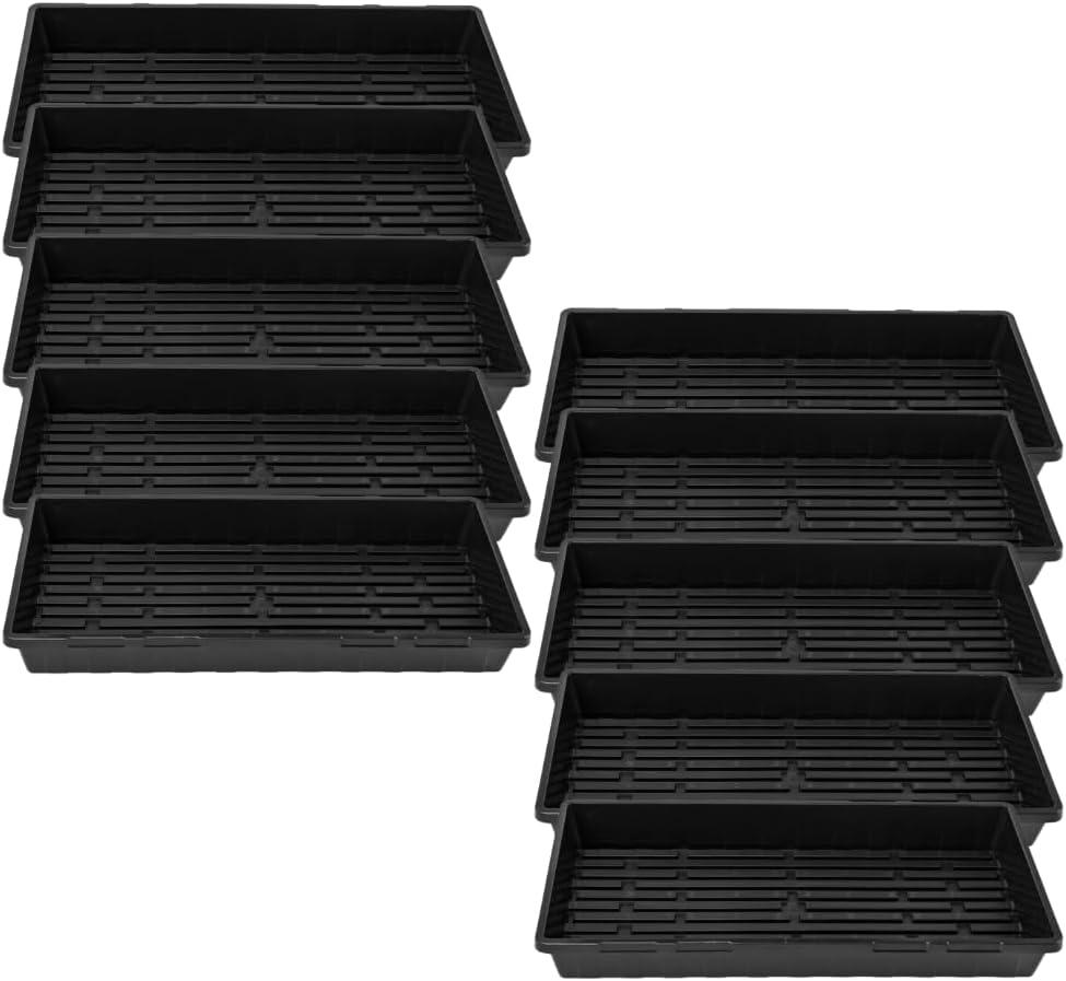Bootstrap Farmer 1020 Trays - Extra Strength No Holes, 10 Pack, for Propagation Seed Starter, Plant Germination, Seedling Flat, Fodder, Microgreens (Black)