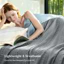BEDELITE Cooling Waffle Blanket Queen Size Lightweight Breathable Cotton Summer Blanket of Rayon Derived from Bamboo for Hot Sleepers, Soft Cozy Blankets with Ideal Weight for Bed, Grey, 90"x90"