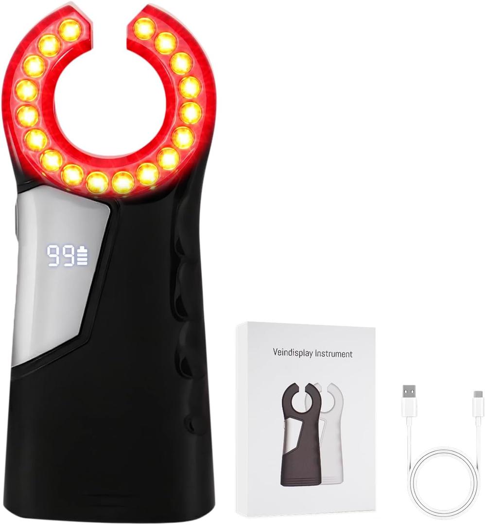 Handheld Vein Finder Light, Rechargeable Vein Viewer for IV Access Phlebotomy for Nurse Clinics Homes Use for Various Skin People, Black