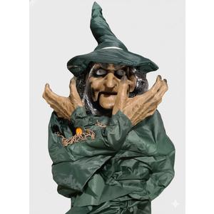 Halloween Decorations Indoor & Ourdoor, Life Size Halloween Animatronics Witch Decoration with Motion and Touch Activated Lights & Sounds, Halloween Animatronics Clearance