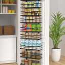 9-Tier Over The Door Pantry Organizer, Metal Pantry Organizers and Storage with Adjustable Basket, Spice Rack Seasoning Shelves, Over the Door Organizer for Pantry Kitchen Laundry Bathroom (Black)