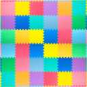 ProSource Baby Play Mat, Soft Foam Floor Tiles for Kids, Interlocking EVA Panels for Playpen Use, Crawling Development Surface, Safe Non-Toxic Toddler Flooring, 36 Tiles, Multicolor, 72"L x 72"W x 0.4"Th