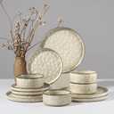 HaWare Dinnerware Sets, 10-Piece Plates and Bowls Set, Ceramic Dinnerware for Home Restaurant, Chip and Scratch Resistant, Microwave and Dishwasher Safe, Saturn Khaki