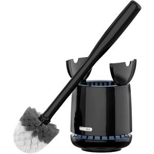 MR.SIGA Toilet Bowl Brush and Holder, Premium Quality, with Solid Handle and Durable Bristles for Bathroom Cleaning, Black, 1 Pack (One Size)