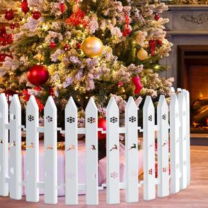 18pcs Christmas Tree Gate, 15.7 Inches Tall Christmas Tree Picket Fence for Dogs, Round Toddler Baby Proof White Gate Around Xmas Tree, Thick Plastic Reja para Arbol de Navidad Pet Cat Protector