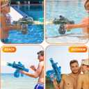 Electric Water Gun with Light Up, Modular Battery Easy Assembly for Kids, Water Toy for Summer Outdoor Swimming Pool (Blue)