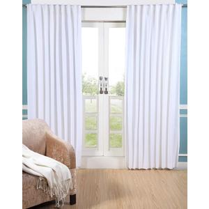 GFI LINEN CLUBS White Cotton Tab Top Curtains  50x63 inch Window Panel Set, 2 Panels for Living Room, Bedroom or Bathroom