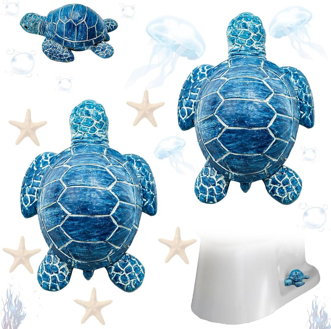 2 Pcs Toilet Bolt Covers Decorative, Sea Turtles Toilet Bolt Caps Screw Covers, Ocean Theme Bathroom Decor Easy to Install Avoid Rusting (Sea turtle)