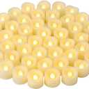 48 PCS LED Flameless Flickering Tea Lights Votive Candle Battery Operated/Electric Flicker LED Tealight Bulk Fake Candles for Halloween Christmas Wedding Party Decorations (Warm White) (48 PCS (1.2 inch, 200 Hours Long Lasting))