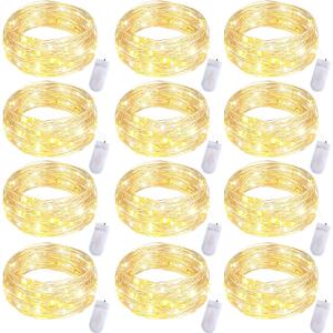 Fibevon Fairy Lights Battery Operated, 12-Pack 7.2ft w/20 LED Mini Lights Waterproof String Lights for Mason Jar/Centerpiece Table/Bedroom/Wedding/Valentines/Christmas/Outdoors/Indoor Decoration