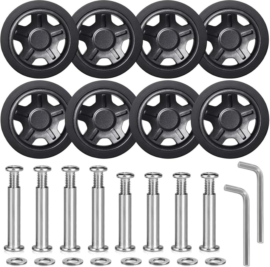 Luggage Suitcase Replacement Wheels Luggage Replacement Wheels Wear-Resistant Mute Suitcase Rubber Swivel Caster Repair Kits (Black-50mm-8pcs)