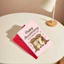 3 x Cute Otter Anniversary Card to Husband Wife Couple | Happy Anniversary Decorations Gifts for Women Men Him Her Pink Otter Half Card (HA05)