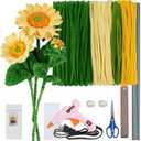 Pipe Cleaners Craft,Sunflower Pipe Cleaner Flowers,4 Assorted Colors Pipe Cleaners Bulk,Chenille Stems for DIY Flower Making Kit with Floral Wires,Scissors,Ruler,Hot Melt Glue Guns and Glue Sticks (bud,Large and small sunflowers)