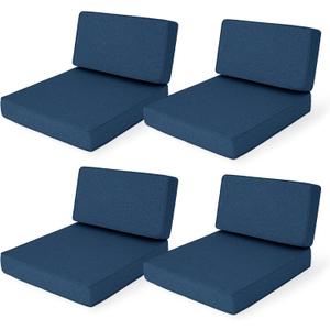 Outdoor Furniture Cushions 25.6x25.6 Inch, Deep Seat Patio Couch Cushions Replacement for Sectional Conversation Set Sofa Loveseat, Water Resistant, Removable Cover, Set of 4, Navy Blue