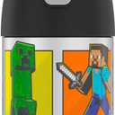 THERMOS FUNTAINER Insulated Food Jar 10 Ounce Kid Friendly Food Jar with Foldable Spoon, Minecraft