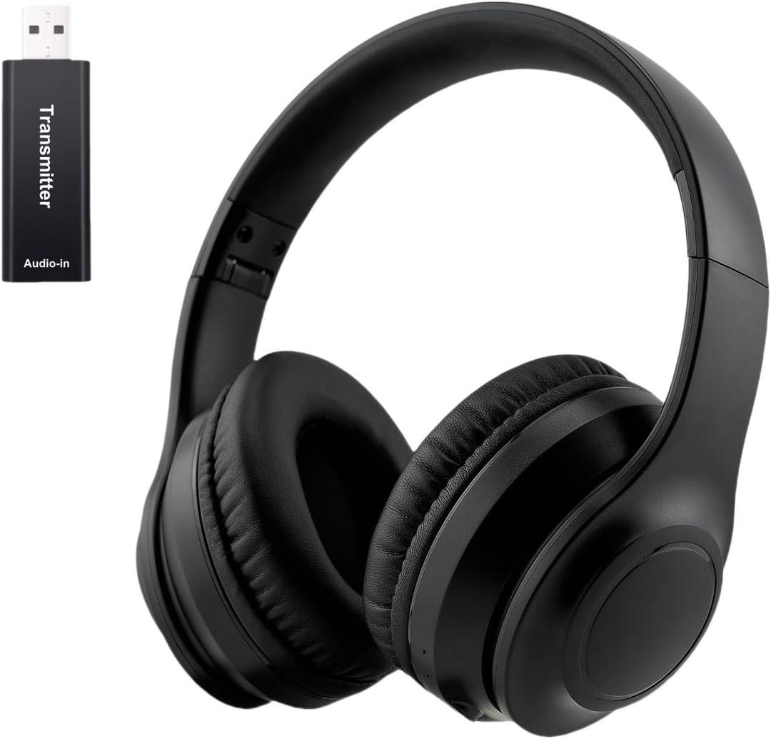 Wireless Over-Ear TV Headphones for Seniors with ANC, Bluetooth 5.3 & 3-in-1 Transmitter (USB/RCA/AUX) for Non-Bluetooth TVs, 35H Playtime, 220g Lightweight Foldable, Gifts for Elderly Parents