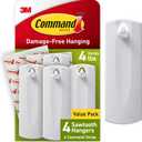 Command Sawtooth Picture Hangers, Damage Free Hanging Frame Hangers, No Tools Wall Hooks for Hanging Sawtooth Frames in Living Spaces, 4 White Picture Frame Hangers and 8 Command Strips