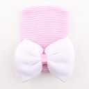 DRESHOW BQUBO Newborn Hospital Hat Infant Baby Hat Cap with Big Bow Soft Cute Knot Nursery Beanie (3 Pack: Pink-white, White-blue, Pink/ 0-3 Month)