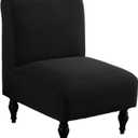 LavishCover Armless Accent Chairs Covers, Thick Armless Recliner Sofa Cover Stretchable, Removable Armless Chair Slipcover for Living Dining Room Hotel (Black, 1pc)